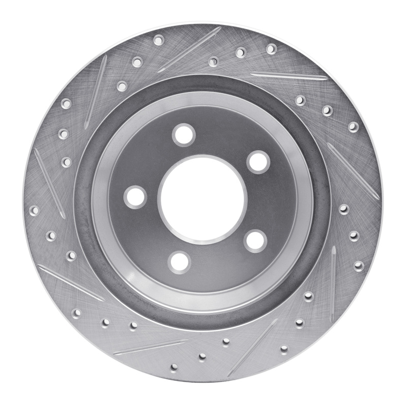 Ford Mustang Brake Rotor (1) - Rear Right - R1 Concepts - Drilled & Slotted - Silver - `94-`04